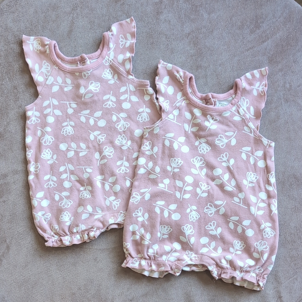 Matching Twin Girl Bundle Spring Summer Rompers 6-9 Months